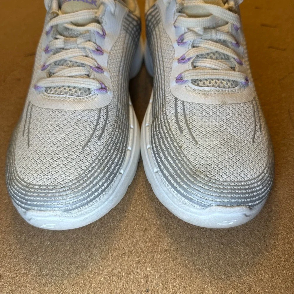 Skechers GoWalk Hyper Pillars Womens Size 7.5‎ White Silver Purple Walking Shoes